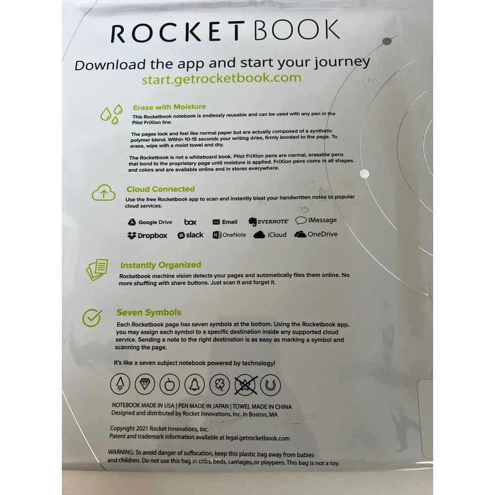 Rocketbook Fusion Letter Size‎ Green Endlessly Reusable Notebook New